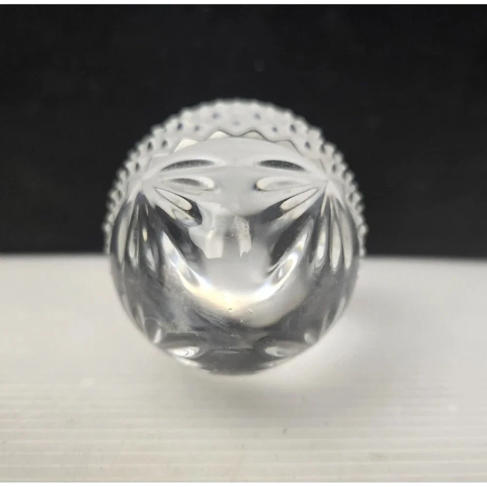Vintage Lead Crystal Egg Paperweight France Diamond & Fan Clear Cut Glass 3.25" - Picture 6 of 8